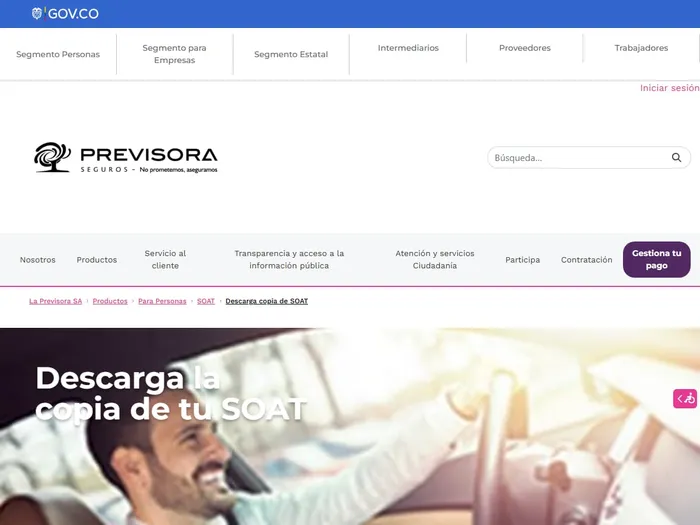 Formulario de consulta de SOAT de Previsora Seguros