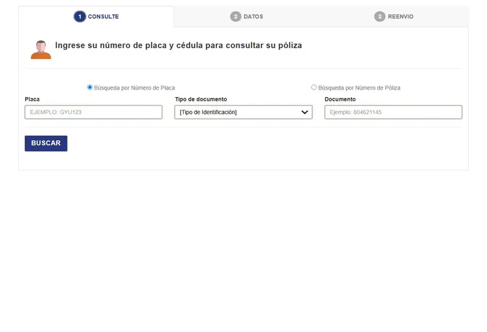 Formulario de consulta de SOAT de Seguros del Estado